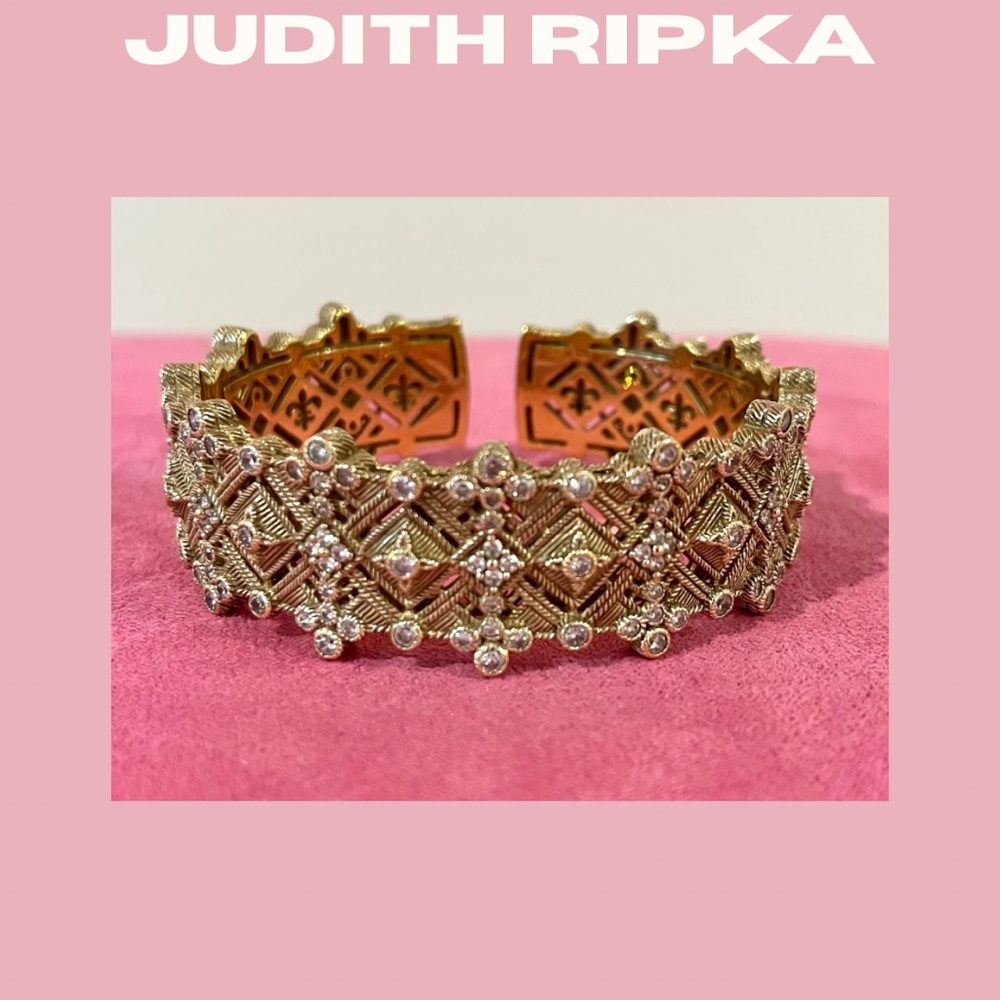 Judith Ripka Gold and Silver Filigree Cuff Bracelet